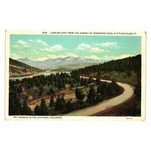 Vintage Postcard Tennessee Pass Summit Mt Massive View Colorado Roadside Trip